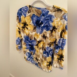 JM Collection Petite Blue and Gold Top